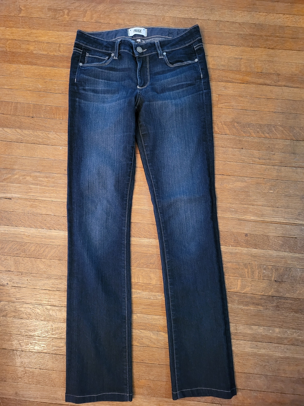 Paige Women's Dark Blue Straight Leg Jeans